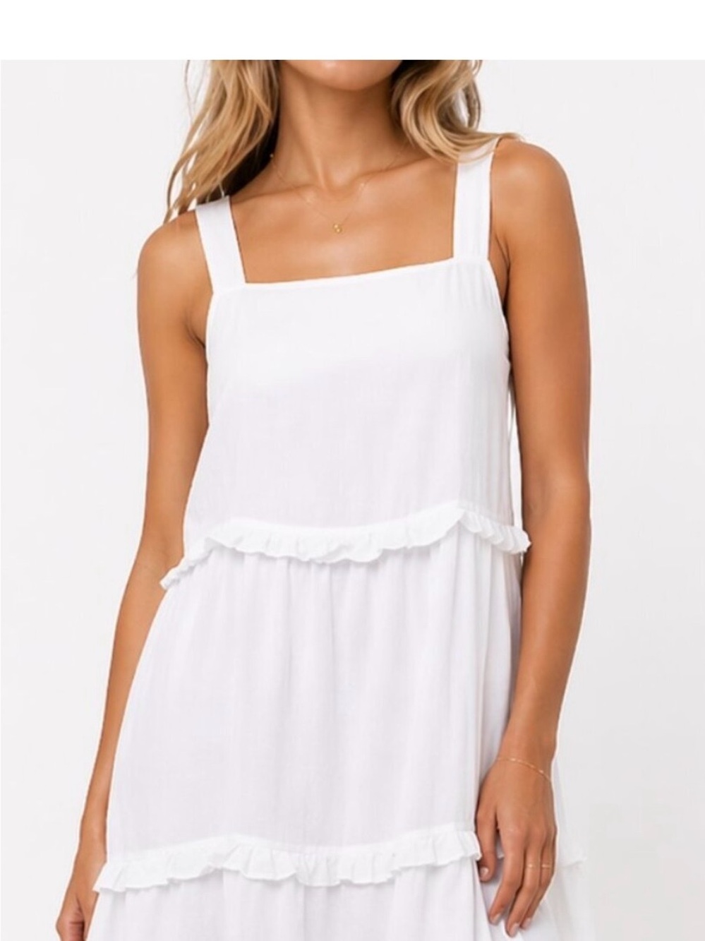 RAILS Sandy White Tiered Linen Mini Sundress XS